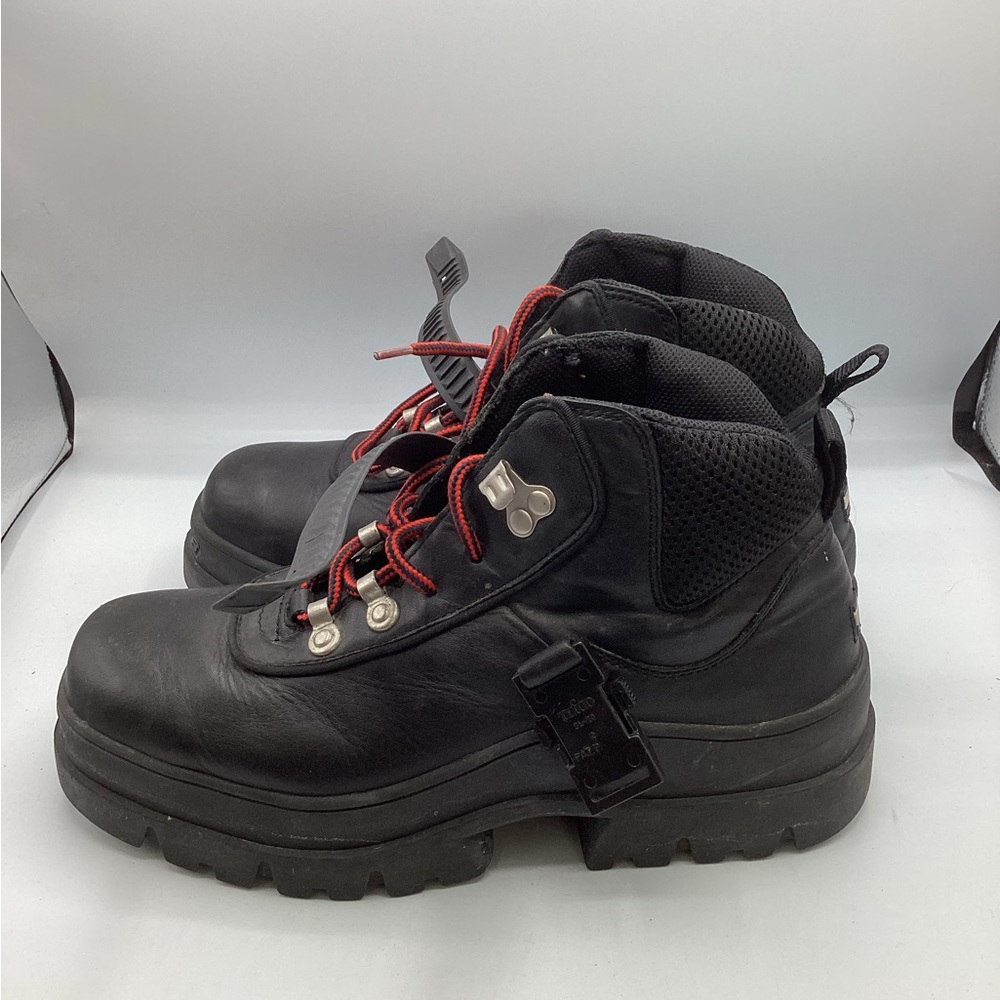 VTG Tommy Hilfiger Blue Leather Hiking Combat Boot Red Lace Latch Chunky 9.5